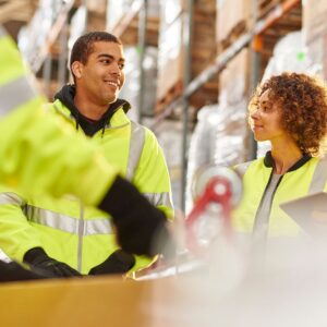 Two warehouse workers